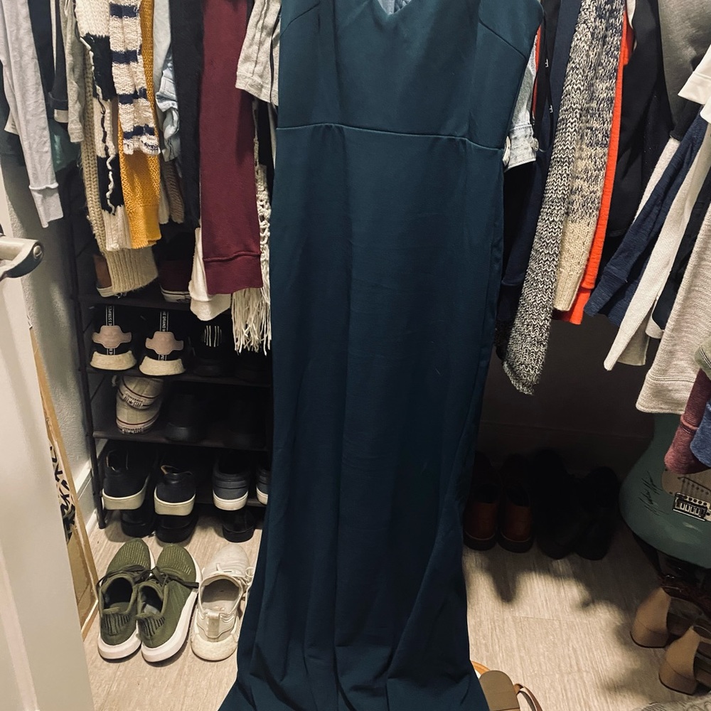 Forest green maxi fitted dress